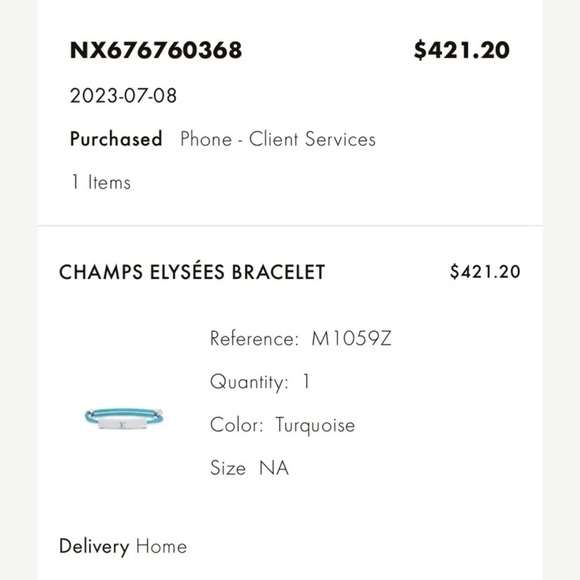 LOUIS VUITTON CHAMPS ELYSÉES BRACELET TURQUOISE - Picture 10 of 10